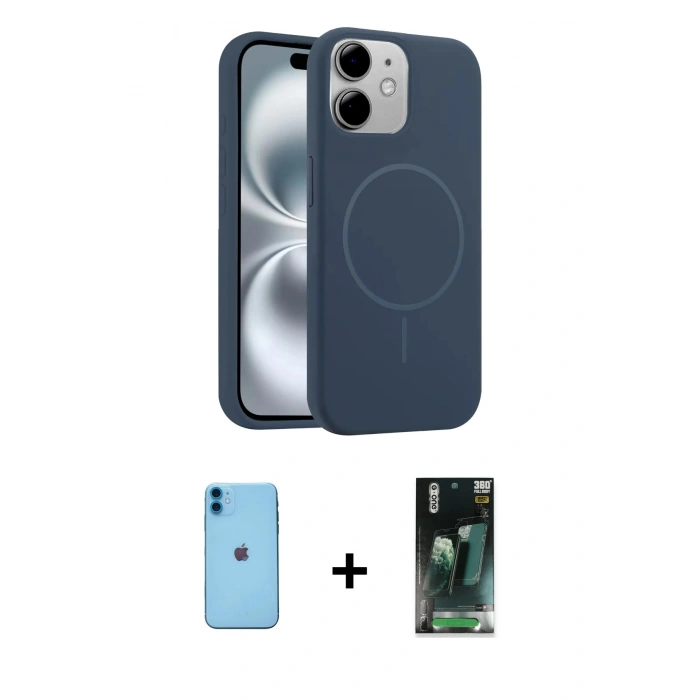 MARSİLYAN™- iPhone 11 Kılıf Yankı Form Serisi - Şeffaf 360 Full Body Arka Koruyucu + Neon Fosforlu Kamera Lens - MI