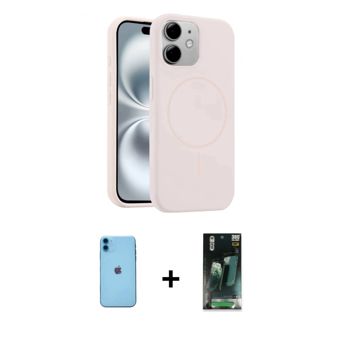 MARSİLYAN™- iPhone 11 Kılıf Yankı Form Serisi - Şeffaf 360 Full Body Arka Koruyucu + Neon Fosforlu Kamera Lens - MI