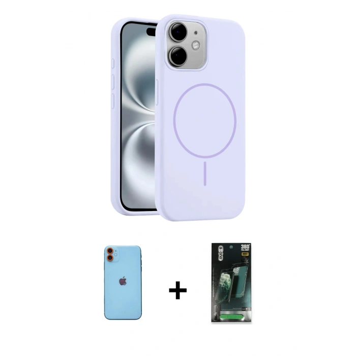 MARSİLYAN™- iPhone 11 Kılıf Yankı Form Serisi - Şeffaf 360 Full Body Arka Koruyucu + Neon Fosforlu Kamera Lens - TU