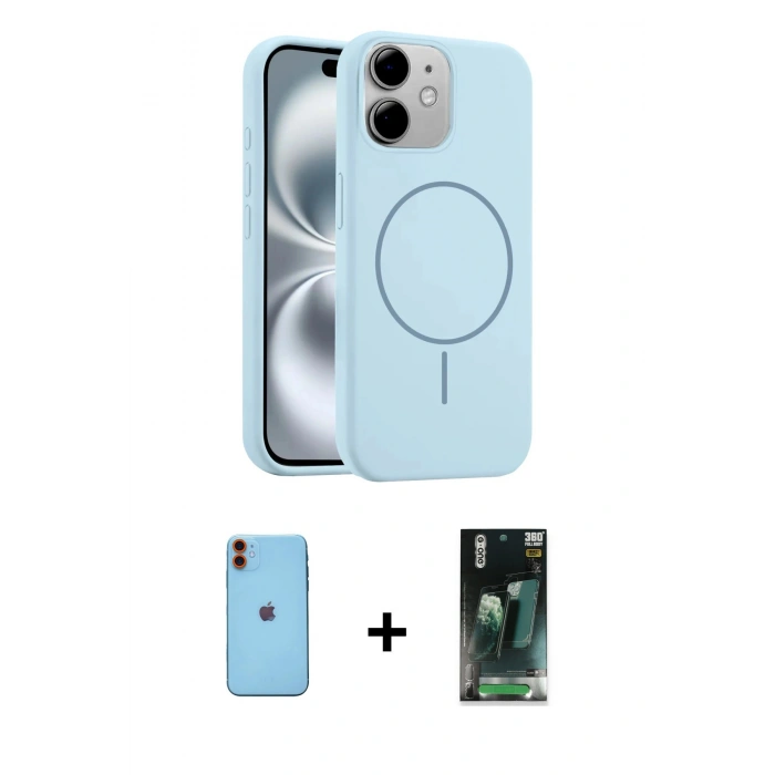 MARSİLYAN™- iPhone 11 Kılıf Yankı Form Serisi - Şeffaf 360 Full Body Arka Koruyucu + Neon Fosforlu Kamera Lens - TU