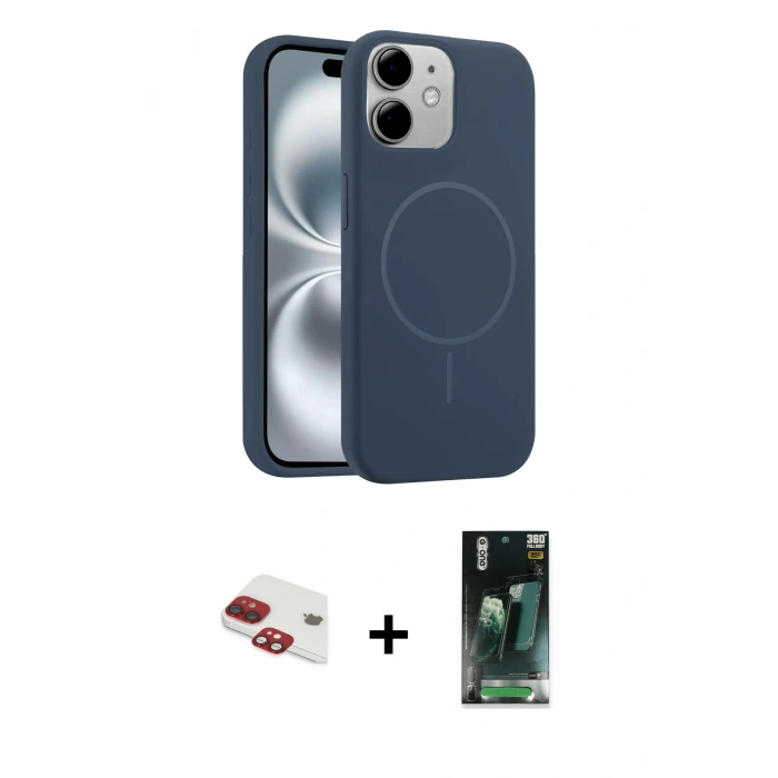 MARSİLYAN™- iPhone 11 Kılıf Yankı Form Serisi - Şeffaf 360 Full Body Arka Koruyucu + Pers Alüminyum Kamera Lens - KI