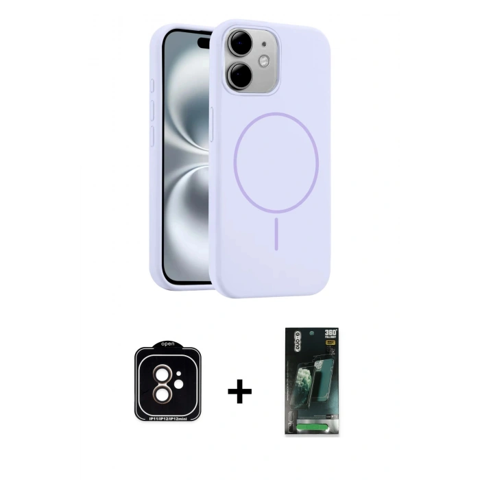 MARSİLYAN™- iPhone 11 Kılıf Yankı Form Serisi - Şeffaf 360 Full Body Arka Koruyucu + PVD Metal Kamera Lens - TU