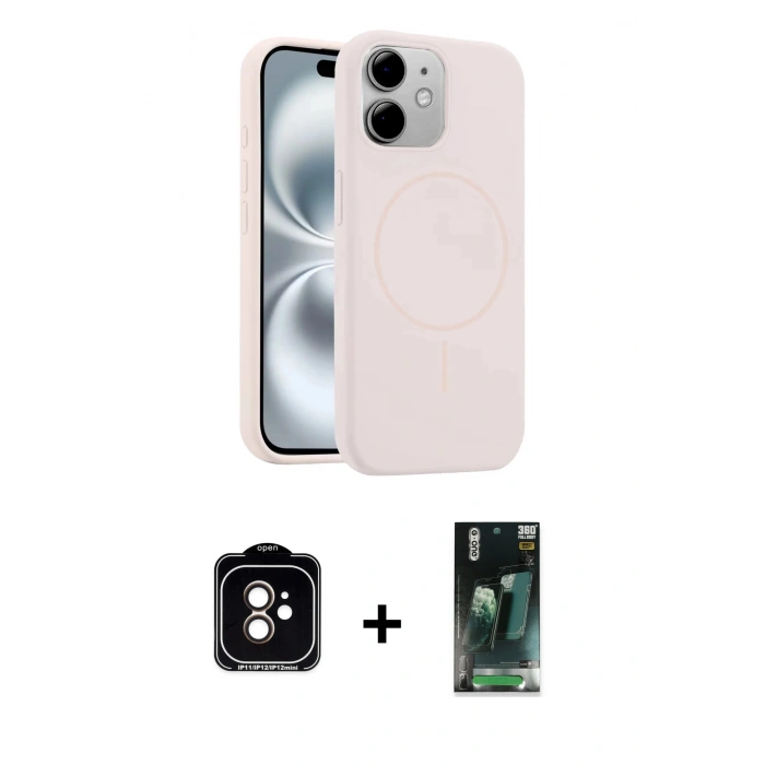 MARSİLYAN™- iPhone 11 Kılıf Yankı Form Serisi - Şeffaf 360 Full Body Arka Koruyucu + PVD Metal Kamera Lens - TU
