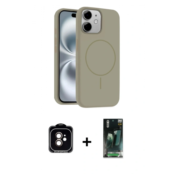 MARSİLYAN™- iPhone 11 Kılıf Yankı Form Serisi - Şeffaf 360 Full Body Arka Koruyucu + PVD Metal Kamera Lens - TU