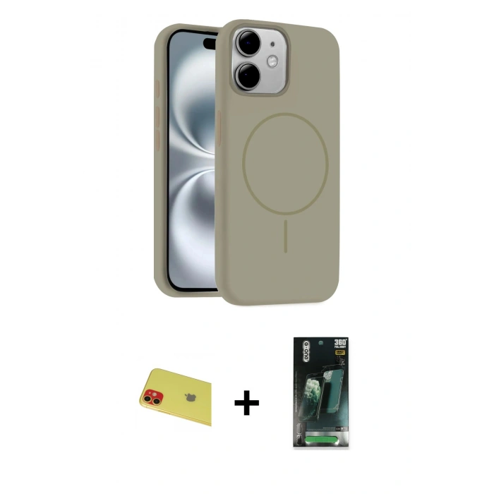 MARSİLYAN™- iPhone 11 Kılıf Yankı Form Serisi - Şeffaf 360 Full Body Arka Koruyucu + Rainbow Kamera Lens Koruma Cam - KI