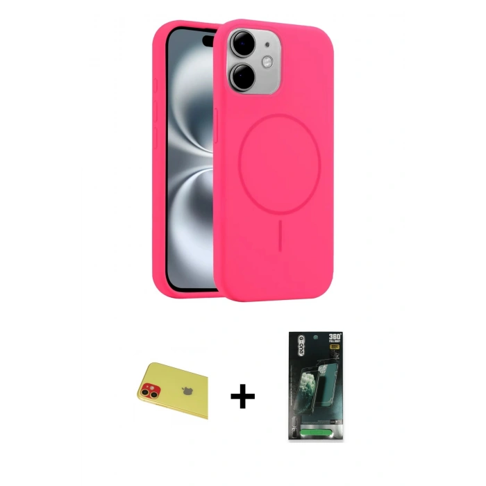 MARSİLYAN™- iPhone 11 Kılıf Yankı Form Serisi - Şeffaf 360 Full Body Arka Koruyucu + Rainbow Kamera Lens Koruma Cam - KI