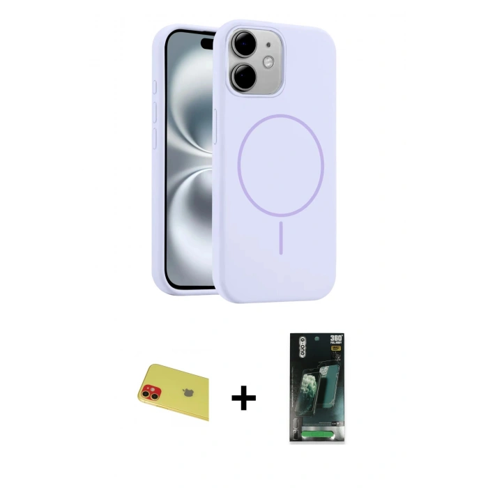 MARSİLYAN™- iPhone 11 Kılıf Yankı Form Serisi - Şeffaf 360 Full Body Arka Koruyucu + Rainbow Kamera Lens Koruma Cam - KI