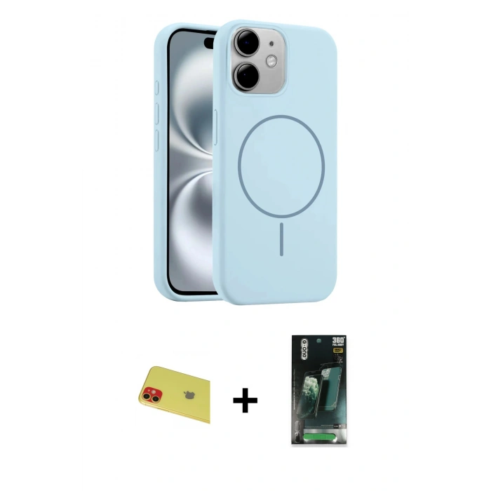 MARSİLYAN™- iPhone 11 Kılıf Yankı Form Serisi - Şeffaf 360 Full Body Arka Koruyucu + Rainbow Kamera Lens Koruma Cam - KI
