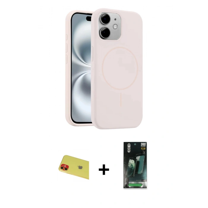 MARSİLYAN™- iPhone 11 Kılıf Yankı Form Serisi - Şeffaf 360 Full Body Arka Koruyucu + Rainbow Kamera Lens Koruma Cam - KI
