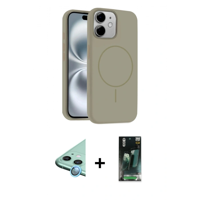 MARSİLYAN™- iPhone 11 Kılıf Yankı Form Serisi - Şeffaf 360 Full Body Arka Koruyucu + Raze Metal Kamera Lens - MI
