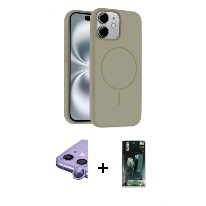 MARSİLYAN™- iPhone 11 Kılıf Yankı Form Serisi - Şeffaf 360 Full Body Arka Koruyucu + Raze Metal Kamera Lens - MR
