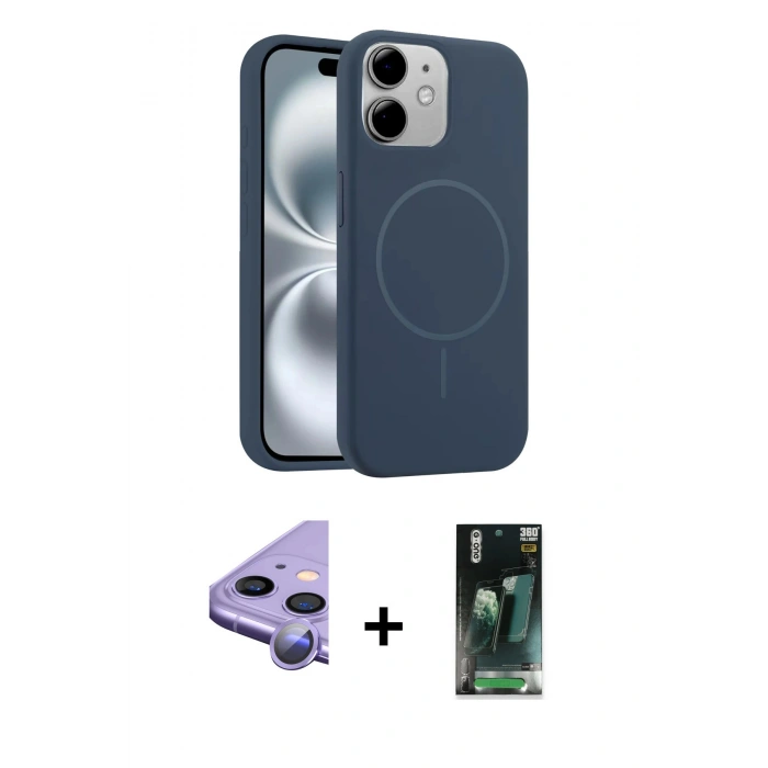 MARSİLYAN™- iPhone 11 Kılıf Yankı Form Serisi - Şeffaf 360 Full Body Arka Koruyucu + Raze Metal Kamera Lens - MR