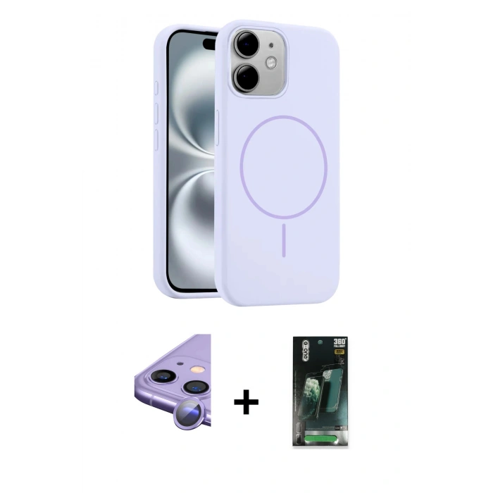 MARSİLYAN™- iPhone 11 Kılıf Yankı Form Serisi - Şeffaf 360 Full Body Arka Koruyucu + Raze Metal Kamera Lens - MR