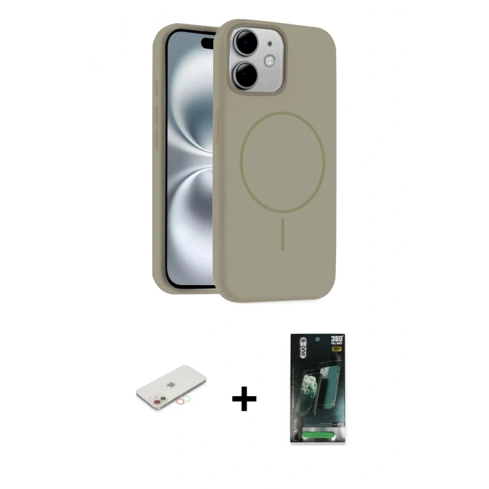 MARSİLYAN™- iPhone 11 Kılıf Yankı Form Serisi - Şeffaf 360 Full Body Arka Koruyucu + Renkli Kamera Lens Koruma Cam - YL