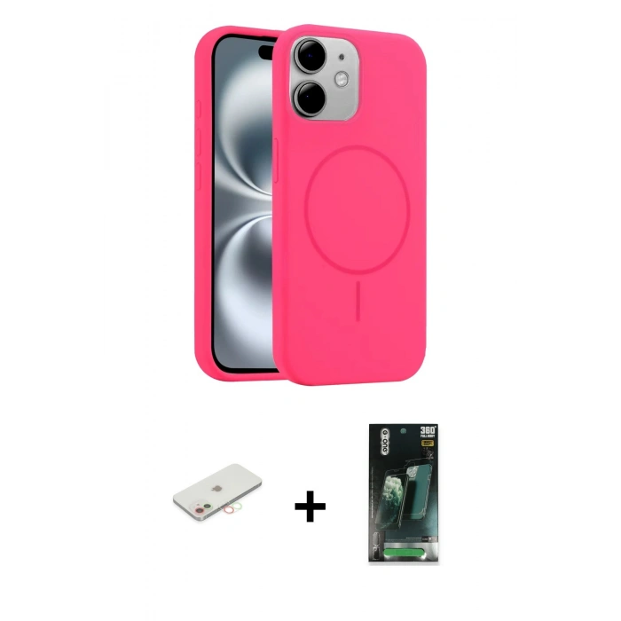 MARSİLYAN™- iPhone 11 Kılıf Yankı Form Serisi - Şeffaf 360 Full Body Arka Koruyucu + Renkli Kamera Lens Koruma Cam - YL