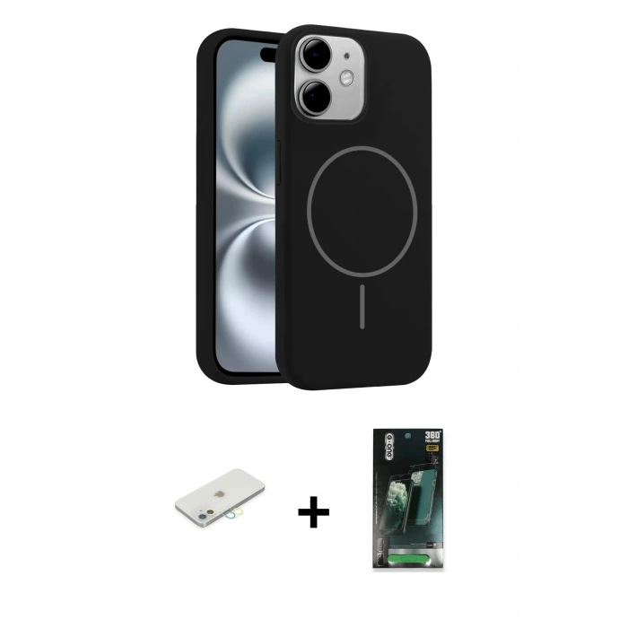 MARSİLYAN™- iPhone 11 Kılıf Yankı Form Serisi - Şeffaf 360 Full Body Arka Koruyucu + Renkli Kamera Lens Koruma Cam - SI