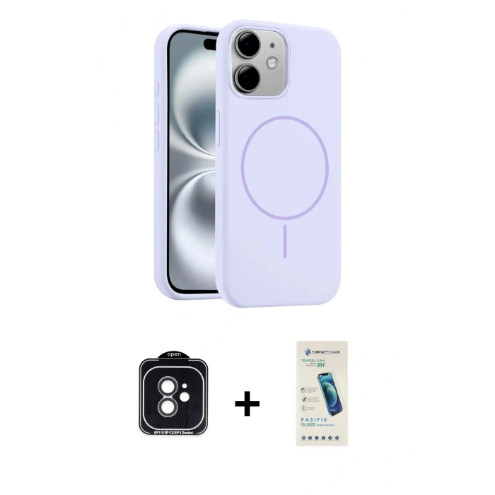 MARSİLYAN™- iPhone 11 Kılıf Yankı Form Serisi - Şeffaf Pasifik Cam Ekran Koruyucu + PVD Metal Kamera Lens - SH