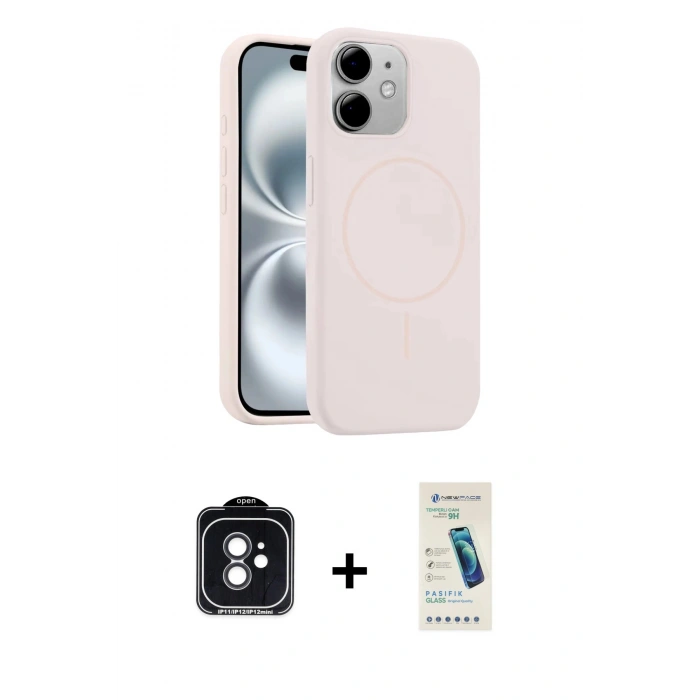 MARSİLYAN™- iPhone 11 Kılıf Yankı Form Serisi - Şeffaf Pasifik Cam Ekran Koruyucu + PVD Metal Kamera Lens - SH