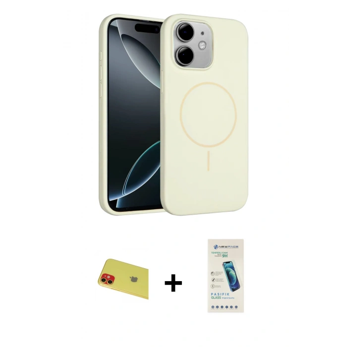 MARSİLYAN™- iPhone 11 Kılıf Yankı Form Serisi - Şeffaf Pasifik Cam Ekran Koruyucu + Rainbow Kamera Lens Koruma Cam - KI