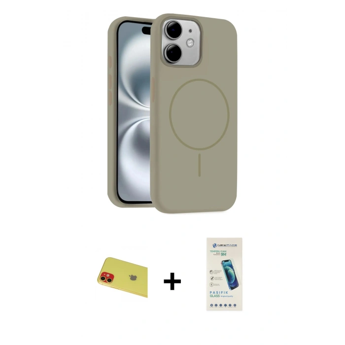 MARSİLYAN™- iPhone 11 Kılıf Yankı Form Serisi - Şeffaf Pasifik Cam Ekran Koruyucu + Rainbow Kamera Lens Koruma Cam - KI
