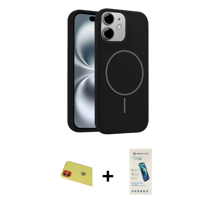 MARSİLYAN™- iPhone 11 Kılıf Yankı Form Serisi - Şeffaf Pasifik Cam Ekran Koruyucu + Rainbow Kamera Lens Koruma Cam - KI