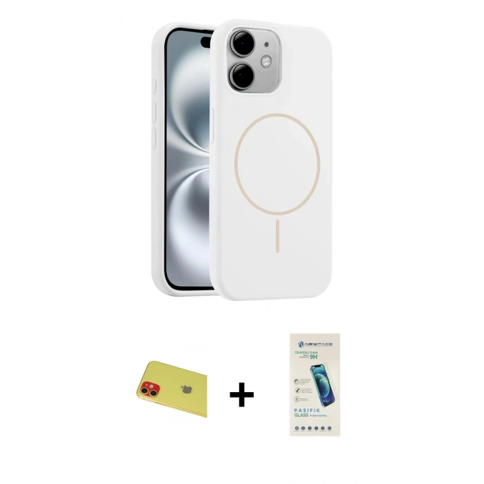 MARSİLYAN™- iPhone 11 Kılıf Yankı Form Serisi - Şeffaf Pasifik Cam Ekran Koruyucu + Rainbow Kamera Lens Koruma Cam - KI