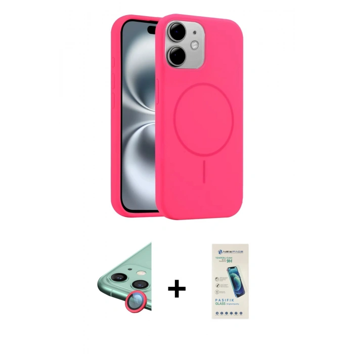 MARSİLYAN™- iPhone 11 Kılıf Yankı Form Serisi - Şeffaf Pasifik Cam Ekran Koruyucu + Raze Metal Kamera Lens - KI