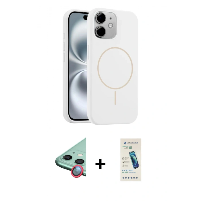 MARSİLYAN™- iPhone 11 Kılıf Yankı Form Serisi - Şeffaf Pasifik Cam Ekran Koruyucu + Raze Metal Kamera Lens - KI