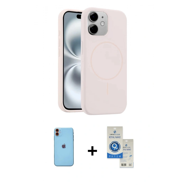 MARSİLYAN™- iPhone 11 Kılıf Yankı Form Serisi - Şeffaf Royal Nano Ekran Koruyucu + Neon Fosforlu Kamera Lens - TU