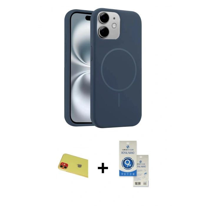 MARSİLYAN™- iPhone 11 Kılıf Yankı Form Serisi - Şeffaf Royal Nano Ekran Koruyucu + Rainbow Kamera Lens Koruma Cam - KI