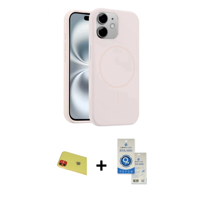 MARSİLYAN™- iPhone 11 Kılıf Yankı Form Serisi - Şeffaf Royal Nano Ekran Koruyucu + Rainbow Kamera Lens Koruma Cam - KI