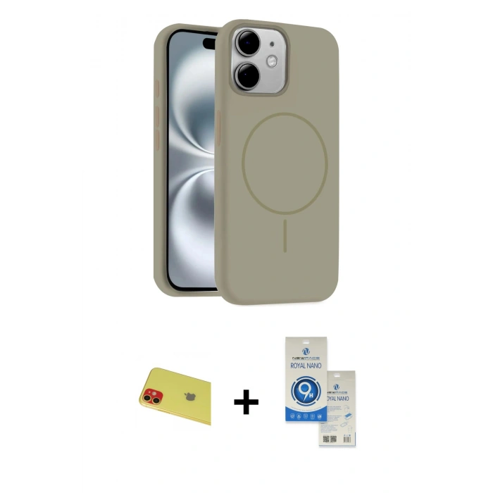 MARSİLYAN™- iPhone 11 Kılıf Yankı Form Serisi - Şeffaf Royal Nano Ekran Koruyucu + Rainbow Kamera Lens Koruma Cam - KI