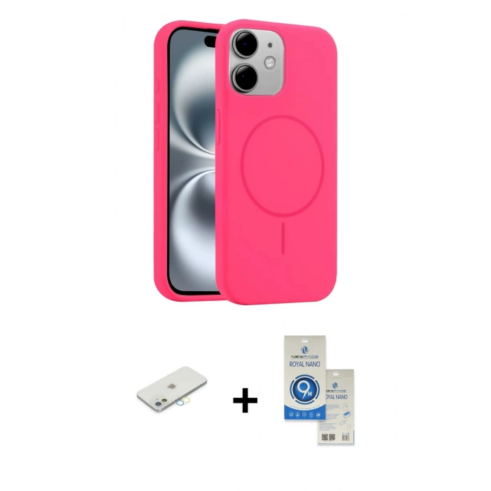 MARSİLYAN™- iPhone 11 Kılıf Yankı Form Serisi - Şeffaf Royal Nano Ekran Koruyucu + Renkli Kamera Lens Koruma Cam - SI