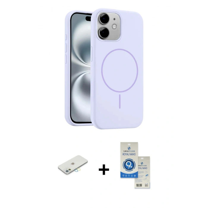 MARSİLYAN™- iPhone 11 Kılıf Yankı Form Serisi - Şeffaf Royal Nano Ekran Koruyucu + Renkli Kamera Lens Koruma Cam - SI