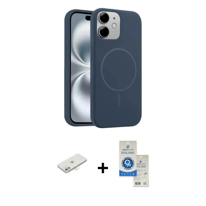MARSİLYAN™- iPhone 11 Kılıf Yankı Form Serisi - Şeffaf Royal Nano Ekran Koruyucu + Renkli Kamera Lens Koruma Cam - SI