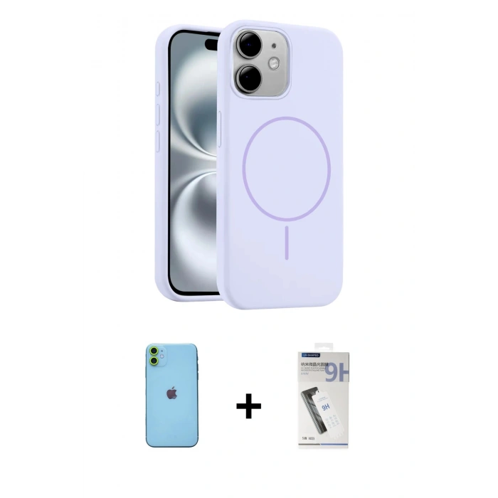 MARSİLYAN™- iPhone 11 Kılıf Yankı Form Serisi - Şeffaf Uv Polymer Nano Ekran Koruyucu + Neon Fosforlu Kamera Lens - YL