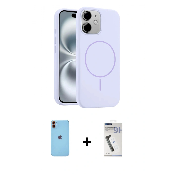 MARSİLYAN™- iPhone 11 Kılıf Yankı Form Serisi - Şeffaf Uv Polymer Nano Ekran Koruyucu + Neon Fosforlu Kamera Lens - TU
