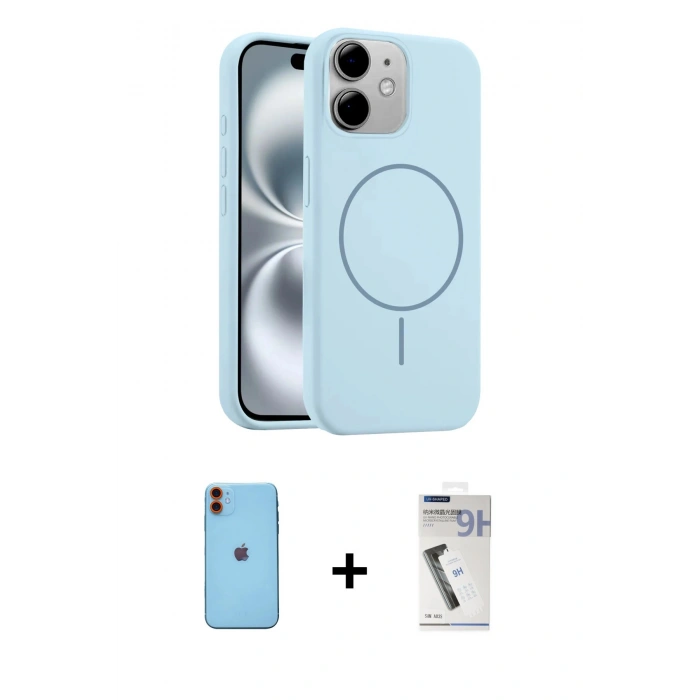 MARSİLYAN™- iPhone 11 Kılıf Yankı Form Serisi - Şeffaf Uv Polymer Nano Ekran Koruyucu + Neon Fosforlu Kamera Lens - TU