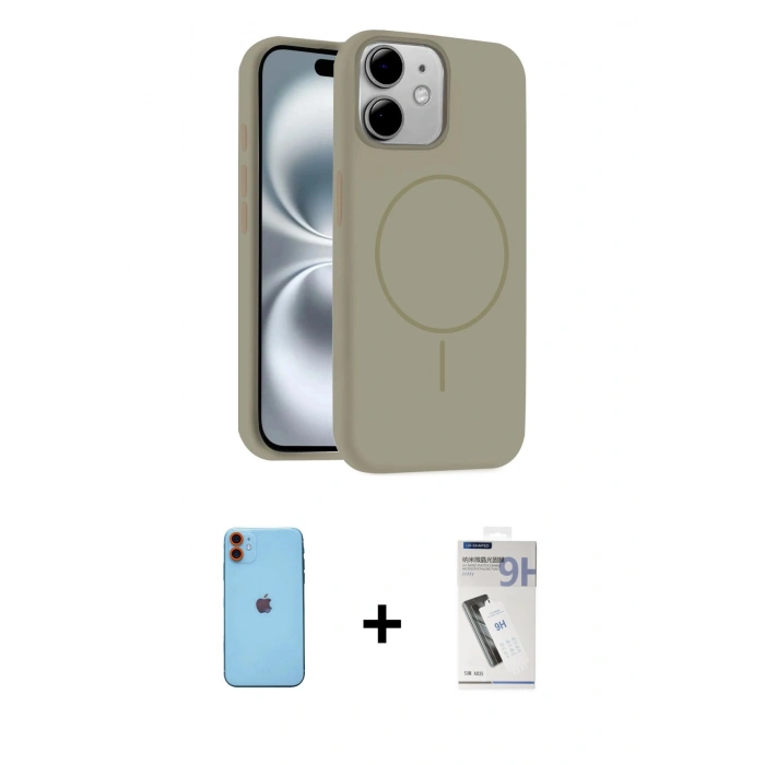 MARSİLYAN™- iPhone 11 Kılıf Yankı Form Serisi - Şeffaf Uv Polymer Nano Ekran Koruyucu + Neon Fosforlu Kamera Lens - TU