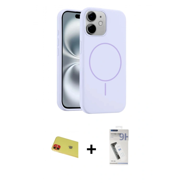 MARSİLYAN™- iPhone 11 Kılıf Yankı Form Serisi - Şeffaf Uv Polymer Nano Ekran Koruyucu + Rainbow Kamera Lens Koruma Cam - KI