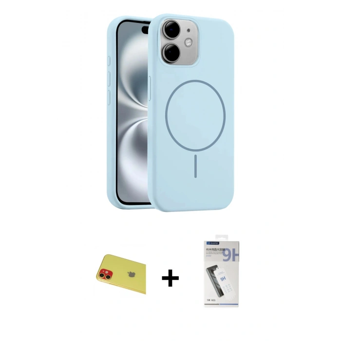 MARSİLYAN™- iPhone 11 Kılıf Yankı Form Serisi - Şeffaf Uv Polymer Nano Ekran Koruyucu + Rainbow Kamera Lens Koruma Cam - KI