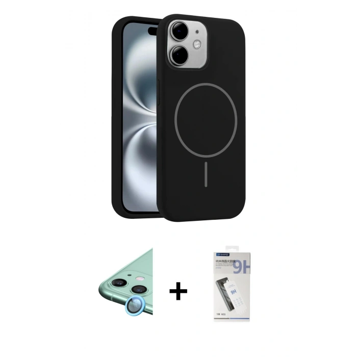 MARSİLYAN™- iPhone 11 Kılıf Yankı Form Serisi - Şeffaf Uv Polymer Nano Ekran Koruyucu + Raze Metal Kamera Lens - MI