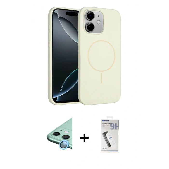 MARSİLYAN™- iPhone 11 Kılıf Yankı Form Serisi - Şeffaf Uv Polymer Nano Ekran Koruyucu + Raze Metal Kamera Lens - MI