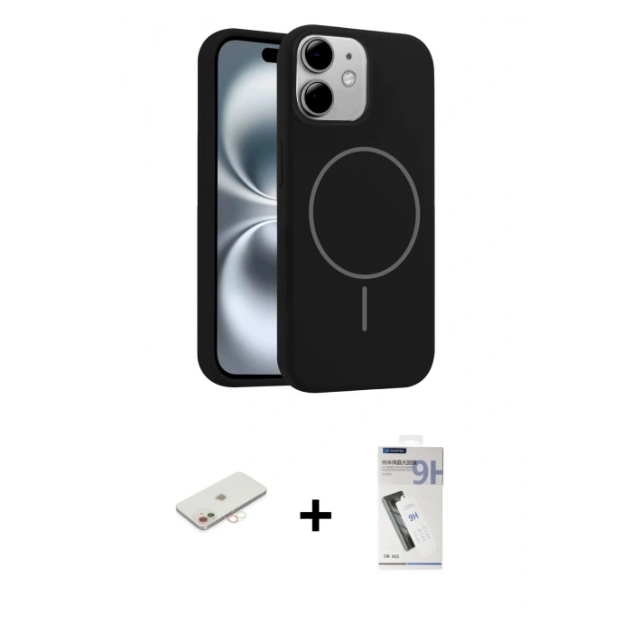 MARSİLYAN™- iPhone 11 Kılıf Yankı Form Serisi - Şeffaf Uv Polymer Nano Ekran Koruyucu + Renkli Kamera Lens Koruma Cam - YL