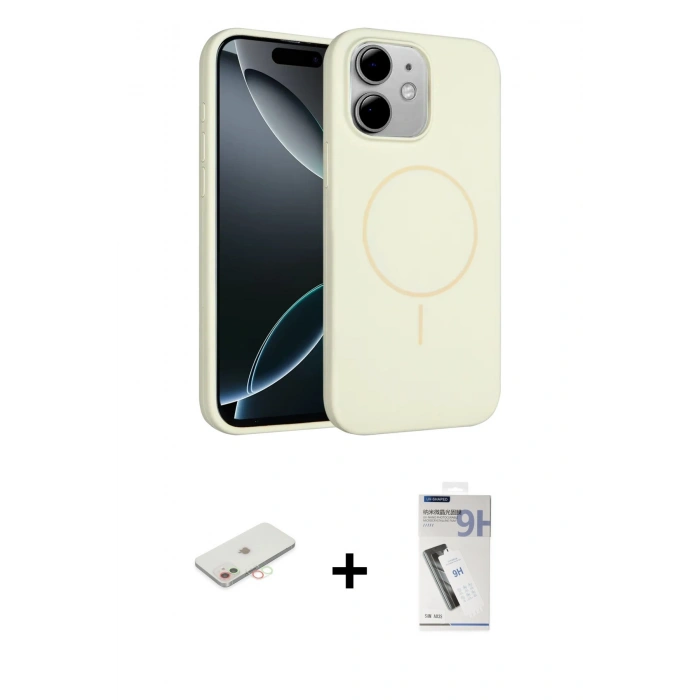 MARSİLYAN™- iPhone 11 Kılıf Yankı Form Serisi - Şeffaf Uv Polymer Nano Ekran Koruyucu + Renkli Kamera Lens Koruma Cam - YL