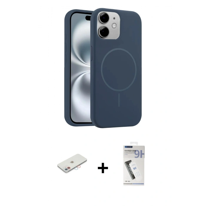 MARSİLYAN™- iPhone 11 Kılıf Yankı Form Serisi - Şeffaf Uv Polymer Nano Ekran Koruyucu + Renkli Kamera Lens Koruma Cam - PE
