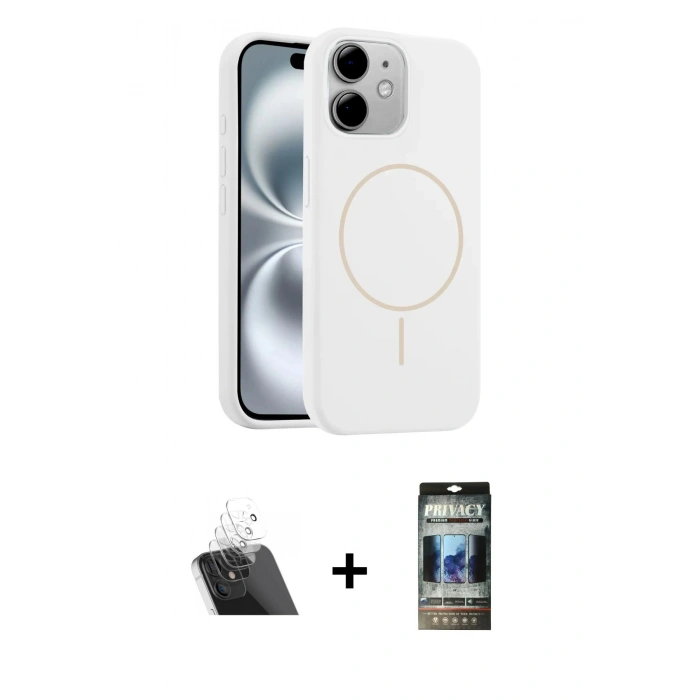 MARSİLYAN™- iPhone 11 Kılıf Yankı Form Serisi - Siyah 34D Hayalet Izgaralı Cam + Kamera Lens Koruma Cam - SF