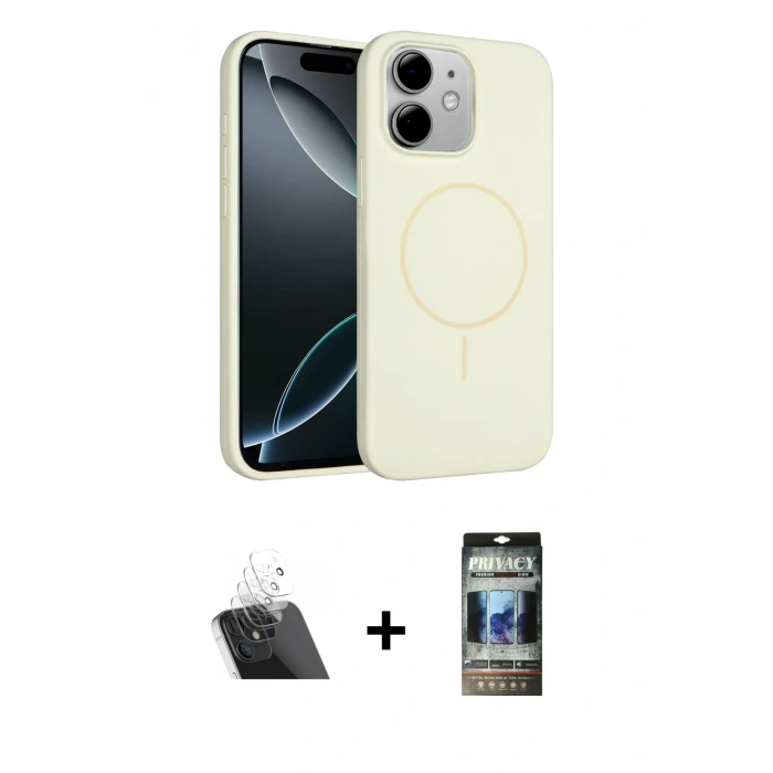 MARSİLYAN™- iPhone 11 Kılıf Yankı Form Serisi - Siyah 34D Hayalet Izgaralı Cam + Kamera Lens Koruma Cam - SF