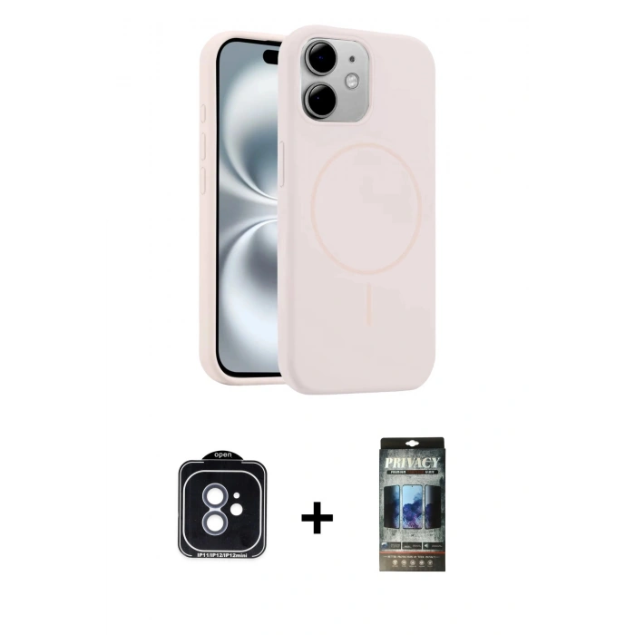 MARSİLYAN™- iPhone 11 Kılıf Yankı Form Serisi - Siyah 34D Hayalet Izgaralı Cam + PVD Metal Kamera Lens - MI