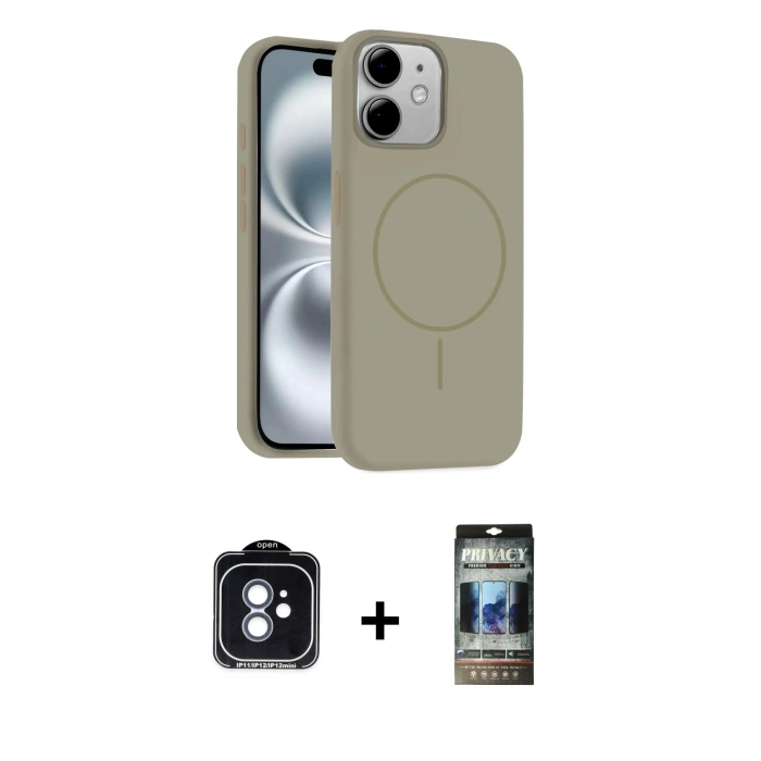 MARSİLYAN™- iPhone 11 Kılıf Yankı Form Serisi - Siyah 34D Hayalet Izgaralı Cam + PVD Metal Kamera Lens - MI